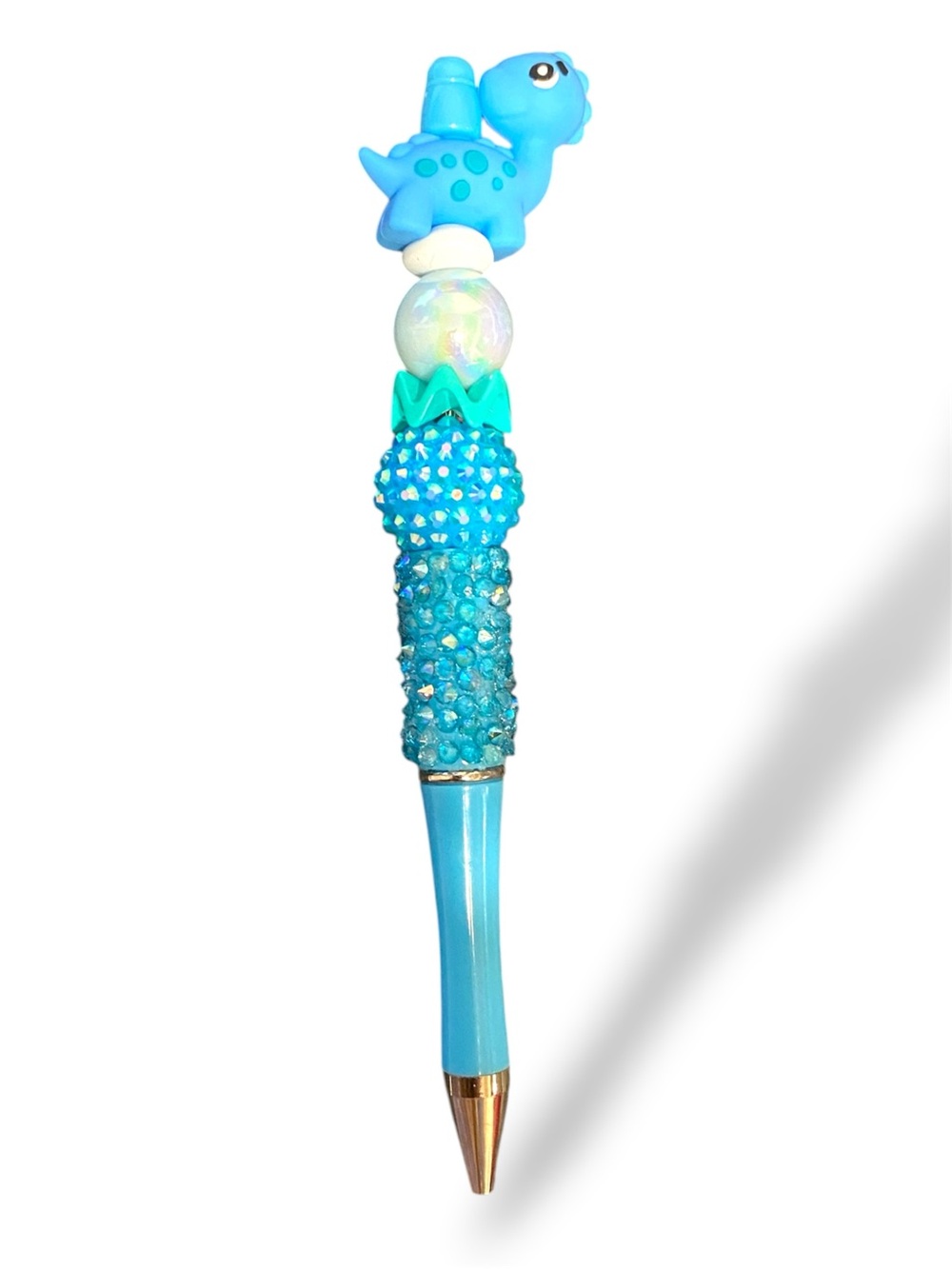 Blue Dino Decorative Ballpoint Pen with Sparkle Grip